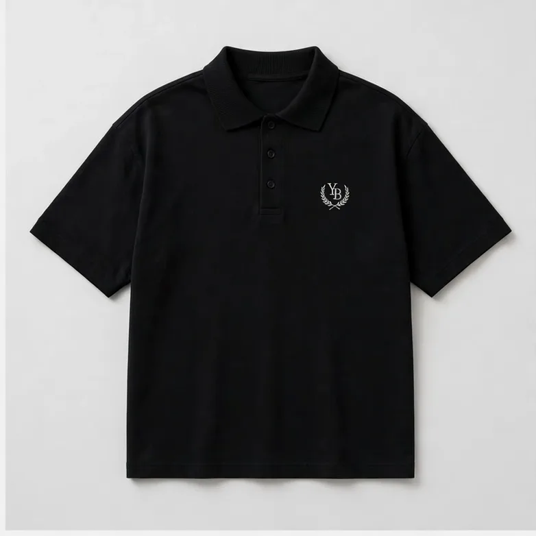 Knit Collar Boxy Tee — Black