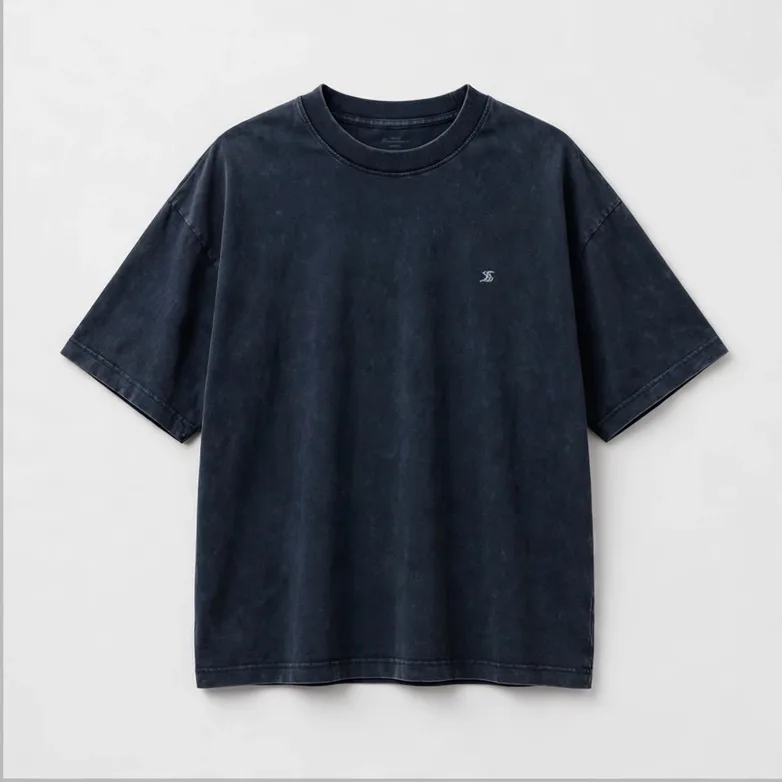 Dark Blue Wash Boxy Tee